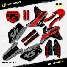 Gray & Red Slick Racing Graphics Kit fits 05-06 Suzuki RMZ450 Sticker RMZ 450