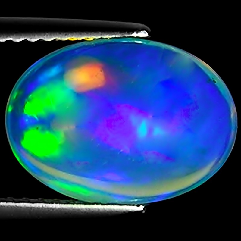 3.39 Ct Natural Ethiopian Cabochon Opal Gemstone Multi Color Oval Cut