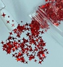 Holographic Red 4 Point Star Glitter  1 TSP  Gel Nail Art  Acrylic