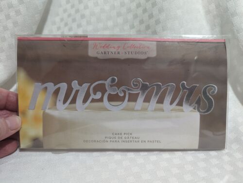 Mr & Mrs Silver Script Plastic Wedding Cake Topper Bridal Shower Ornament Pick