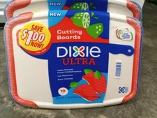 DIXIE ULTRA DISPOSABLE CUTTING BOARDS 9.9 IN X 13 Red & Blue Trim -2 Packs Of 10