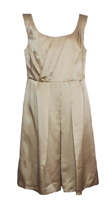 New BANANA REPUBLIC 10 Silk Dress Pale Gold Satin Pleated Cocktail Beige  NWT | eBay