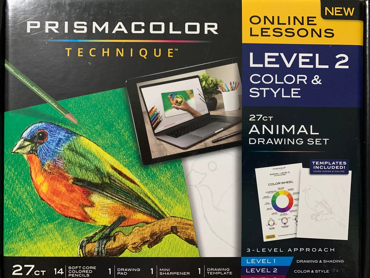 PRISMACOLOR TECHNIQUE ONLINE LESSONS LEVEL 2 COLOR & STYLE 27pc ANIMAL SET