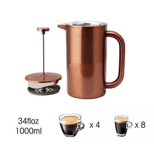8-Cup Double Wall Insulated Stainless Steel French Coffee Press, 32-Ounce Dur...