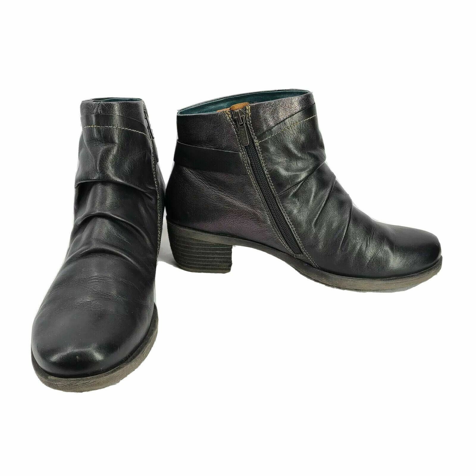 Slouch Leather Ankle Boots Black 