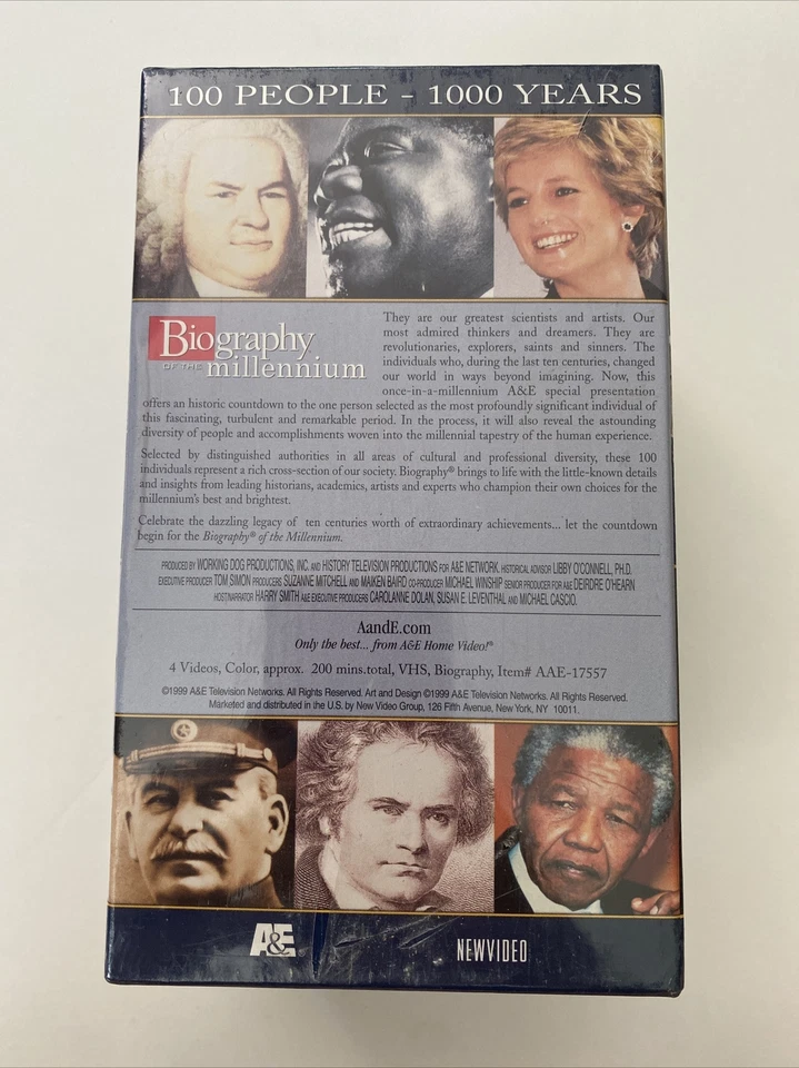 A&E биография тысячелетия, 100 человек 100 лет, 4 кассеты VHS набор - новый - Изображение 4 из 4