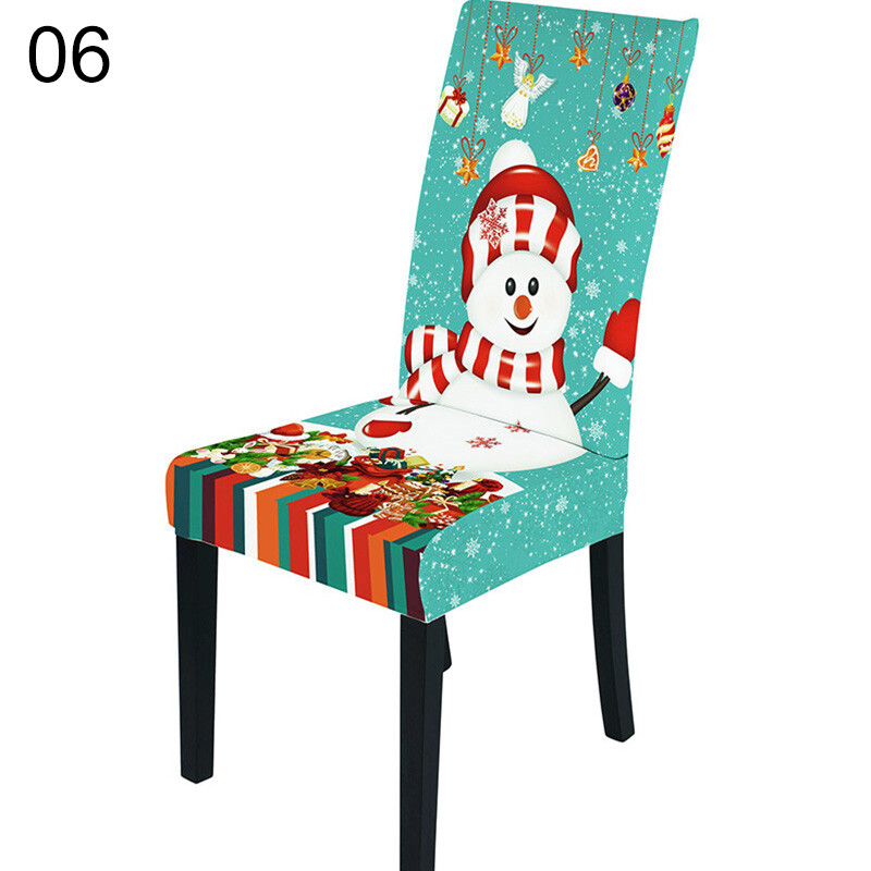Christmas Stretch Chair Seat Covers Home Banquet Party Seat Slipcover
