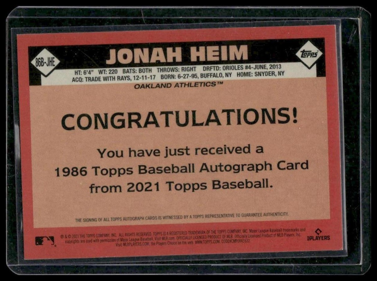 野球　カード　700枚以上　レトロ　レア 2021 Topps #86B-JHE Jonah Heim 1986 Topps Baseball 35th