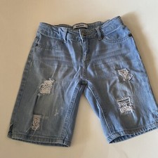 Girls DKNY Denim Ripped Shorts Light Wash Size 10