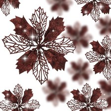 16 Pcs Glitter Poinsettia Flowers Artificial Christmas Gold Poinsettia Decoratio