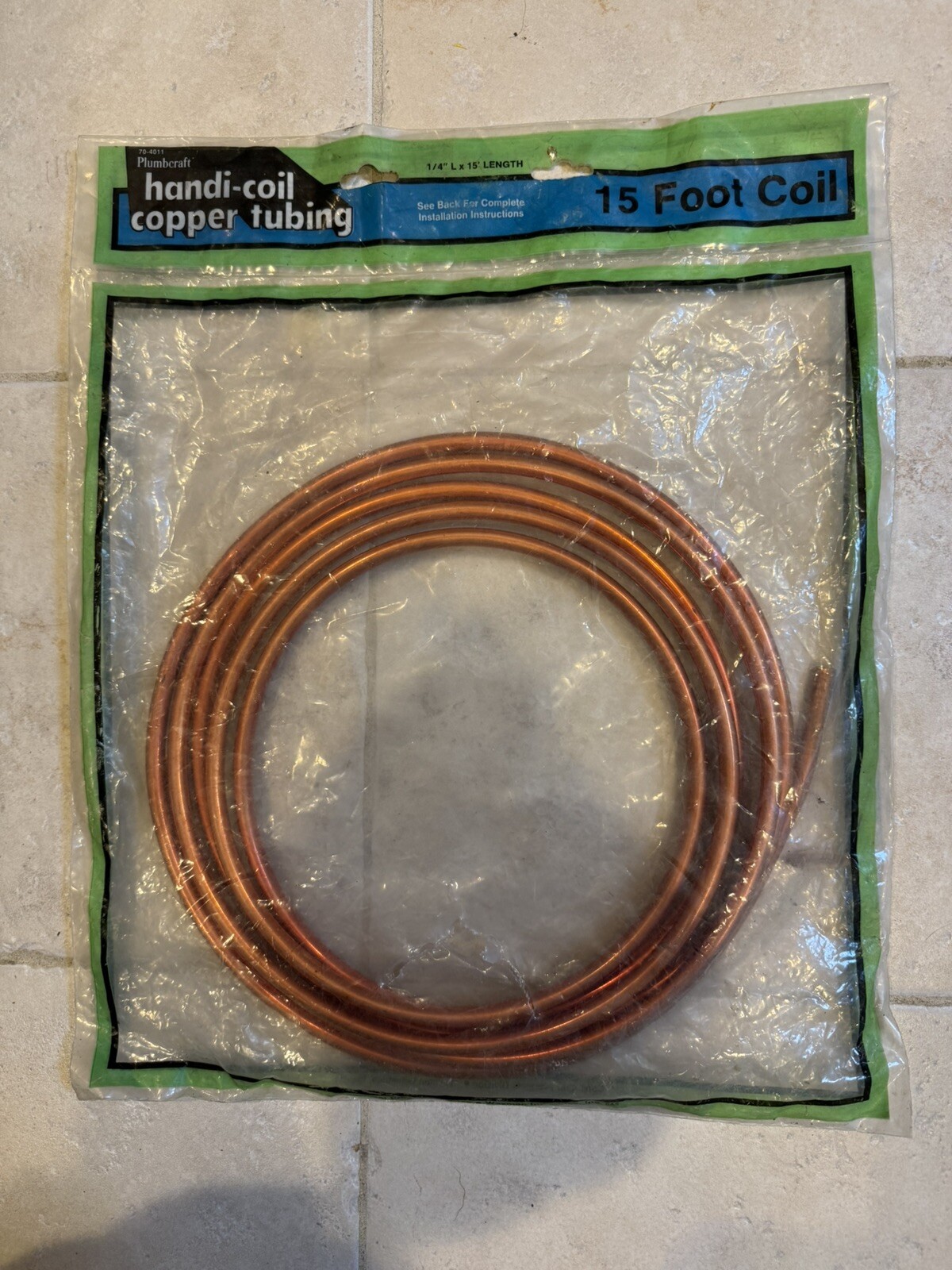 Plumbcraft Handi- Coil Copper Tubing 1/4” L 15’ Length NEW