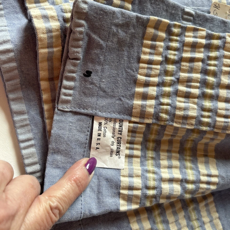 Cortinas Country 1 Panel Sin Forro Azul/Amarillo Individual 100% Algodón 84x49.5" - Nuevo Con Etiquetas Foto 4 de 4