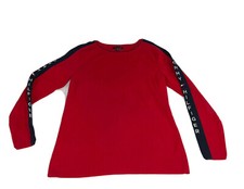 Tommy Hilfiger Red Sweater Spell Out Long Sleeve Women  s Sz XL   