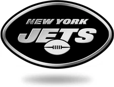 New York Jets Auto Emblem, Silver Chrome Color, Raised Molded Plastic, 3.5...