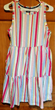 Gap Dress Size Medium Women's Multicolor Striped Sleeveless Tiered Pockets