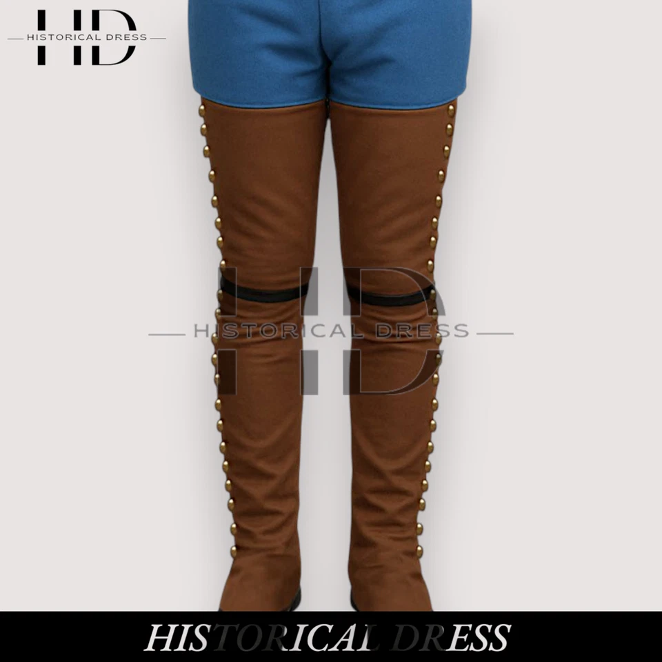 Polainas de lana marrón siglo XVIII | Leggings estilo guerra revolucionaria colonial Foto 2 de 4