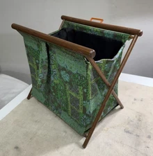 Mid Century Modern Knitting Sewing Basket Yarn Bakelite Seligman Green 60s 70