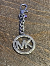 Michael Kors MK Chain Logo Charm, Key Chain, Handbag Medallion - Silver