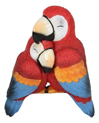 Ebros Tropical Red Scarlet Macaw Parrots Cuddling Shelf Sitter Figurine