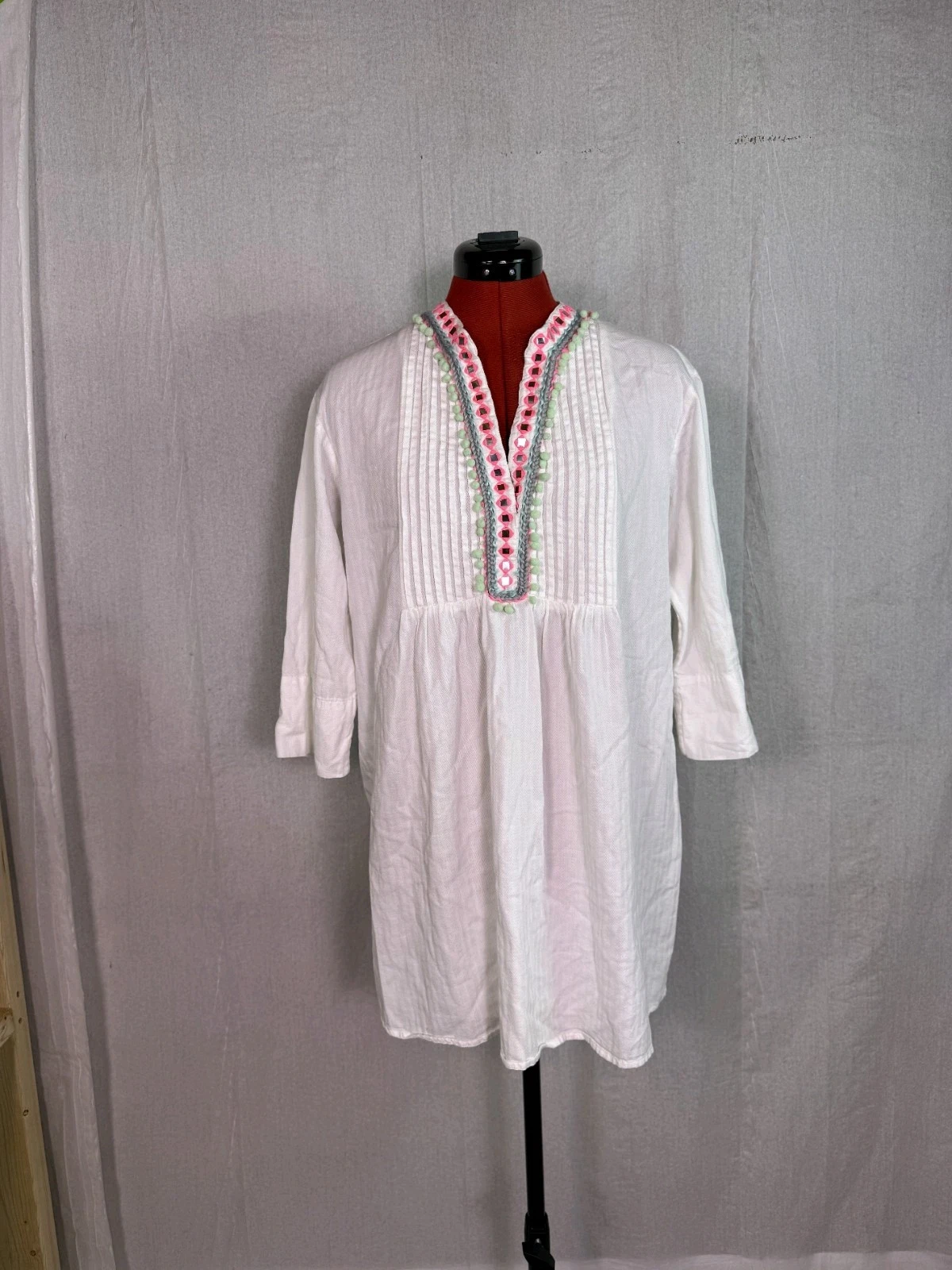 Nvelop Sun Tunic Top UVA UVP Protection Boho Beach Coverup White Size M E092