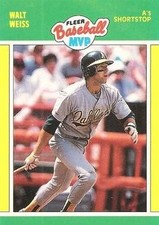 Walt Weiss 1989 Fleer Baseball MVPs 42 Oakland Athletics Baseball Card