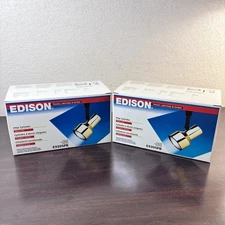 Two Vintage 1995 Edison Track Lighting Systems Brass With Black Baffle E9305PB