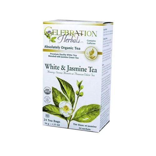 Organic White & Jasmine Tea  24 Bags By Celebration Herbals