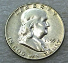 1955 Franklin Half Dollar AU Frosty Bright Luster in saflip #D304