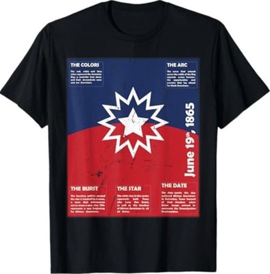 Juneteenth Distressed Red White Blue Symbolic Flag Meaning T-Shirt
