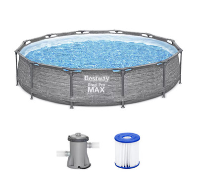 Bestway Steel Pro MAX 12ft x 30 Inch Above Ground Outdoor Swimming Pool Set