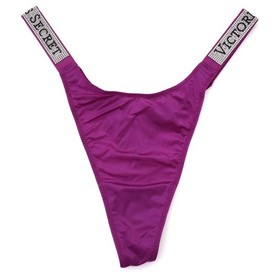 3 Victoria's Secret Very Sexy Satin Logo Shine Strap Thong Panty LOT XS M L