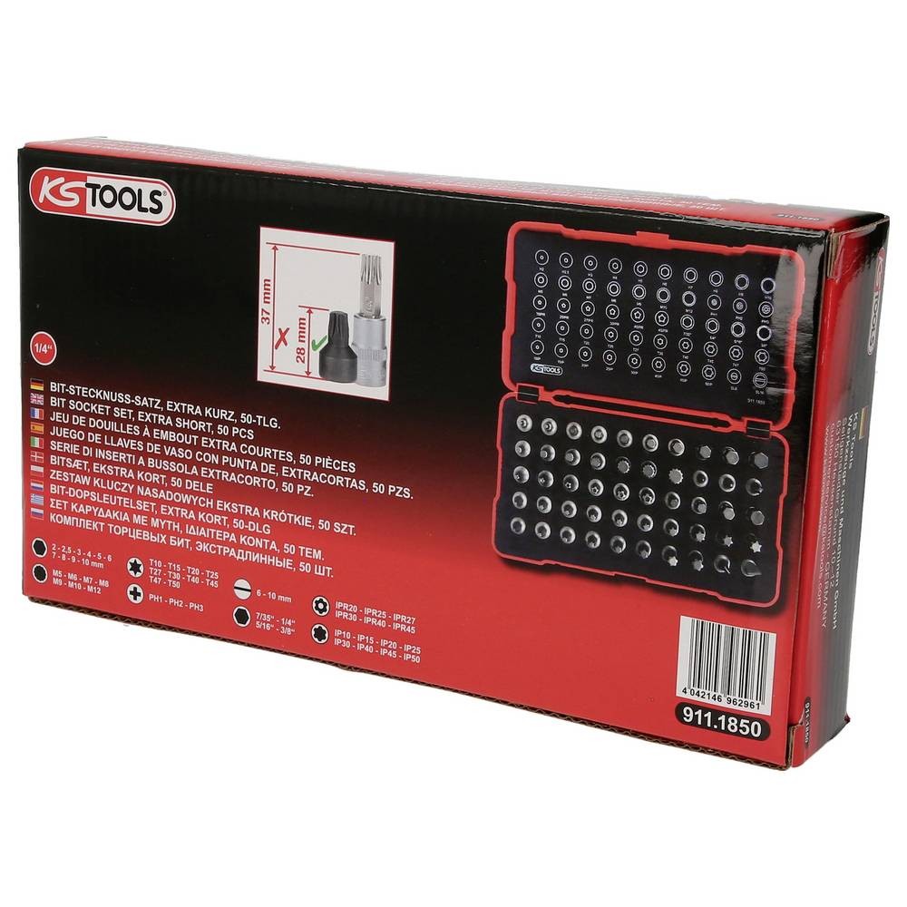 Coffret 50 embouts 1/4 KS Tools 911.1850 extra courts
