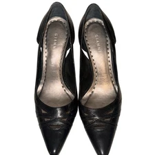 Gianni Bini Black Classic Leather Cutout Pumps Size 7
