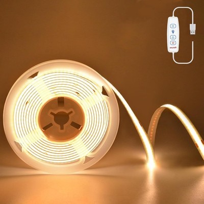 COB LED Streifen, 3 Meter USB 5V LED Strip Lights Warmweiß 3000K, USB Dimmbar