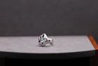 VINTAGE 925 STERLING SILVER RING - Blue Cabochon Star Bezel / Size US 6.75