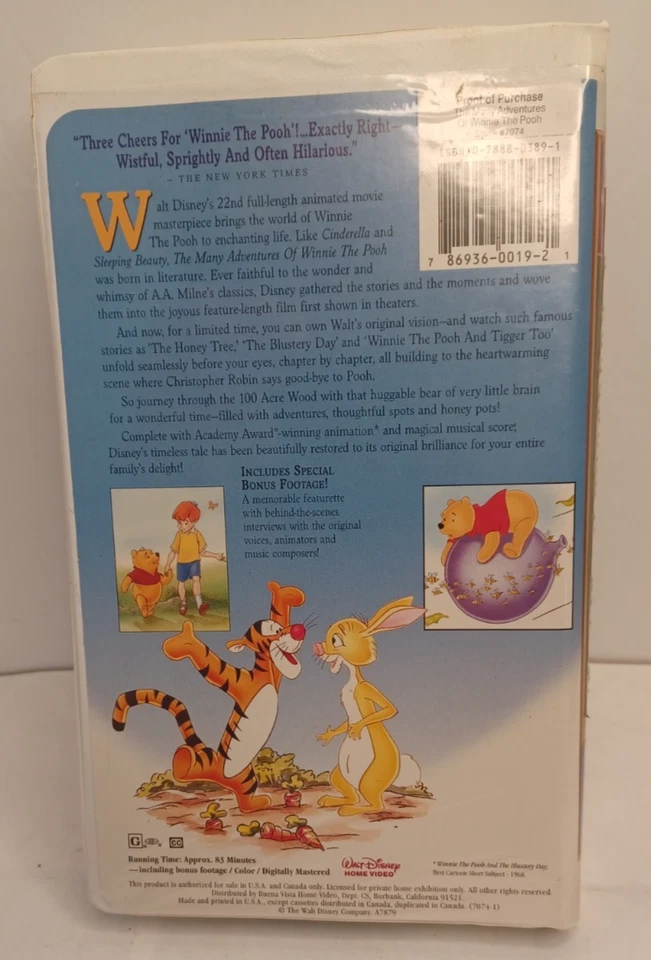 Extremely Rare Disney Winnie the Pooh Braille DVS Black Diamond VHS Tape - Image 2 of 3