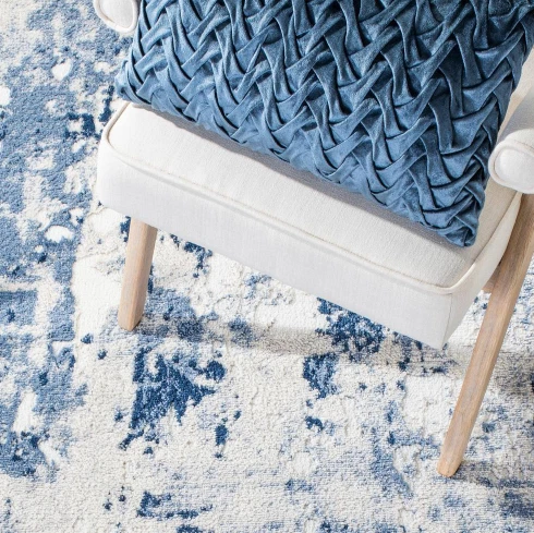 Safavieh Skyler Gray/Navy 2 ft. x 9 ft. Abstract Distressed Runner Rug - Image 2 of 4