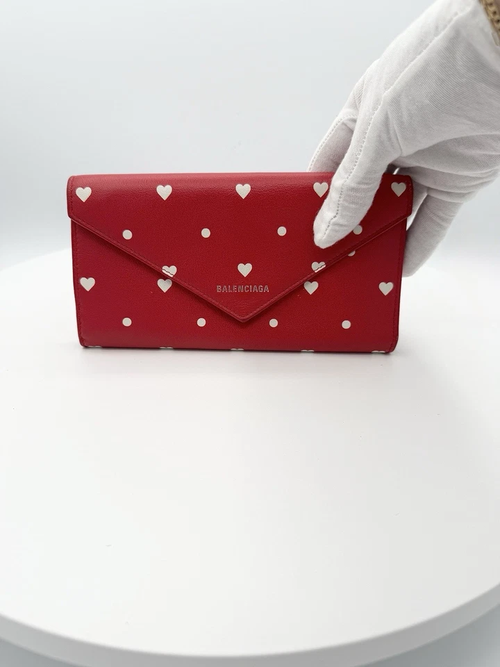 BALENCIAGA Bifold Long Wallet Red and White Hearts & Polka Dots Limited Edition - Image 2 of 4