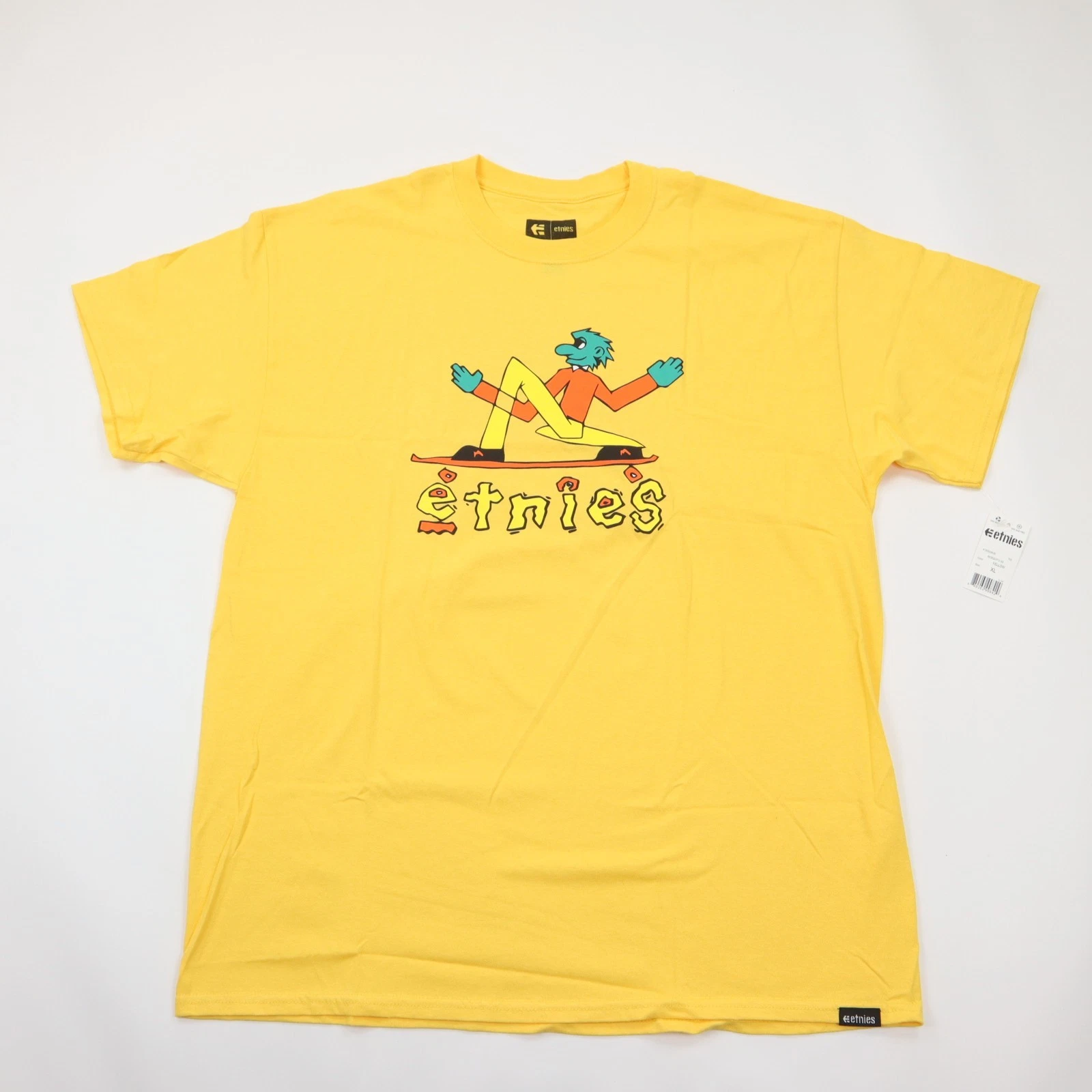 Etnies Mosquito T-Shirt Mens XL Yellow Skateboarding Graphic Cotton Crewneck NWT