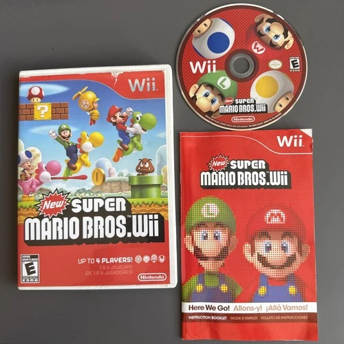 New Super Mario Bros. Wii Nintendo Wii (2009) Complete with Manual CIB