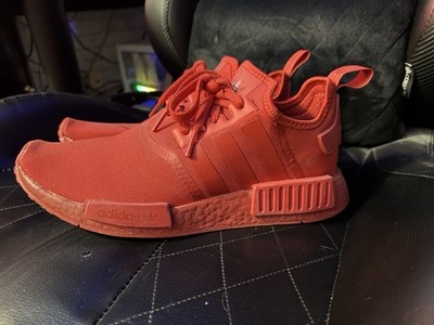 adidas NMD R1 Triple Red Mesh Lace Up Men's Athletic Sneakers Rubber Sole