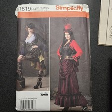 Simplicity Pattern 1819 Costume Victorian Steampunk Gothic Cosplay Sz 6 8 10 12