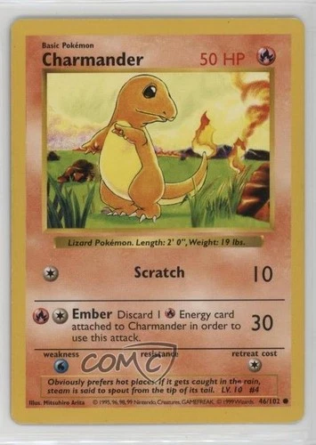 Charmander Shadowless Pokemon Base Set #46 1999