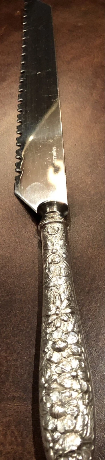 13" Sterling handle serrated bread knife, SOUTHERN ROSE by Manchester, ca. 1933