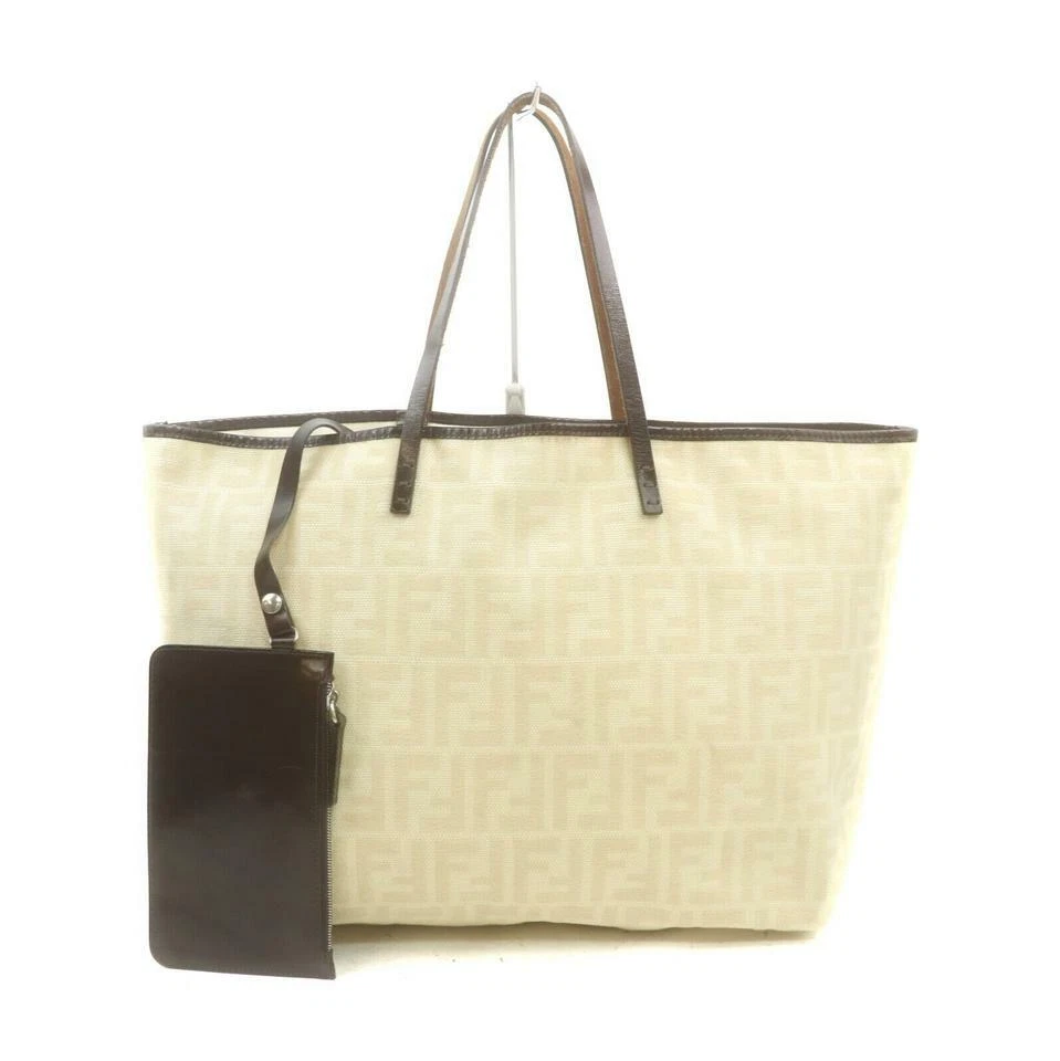 Fendi Zucca Tote Bag with Monogram Canvas Pouch