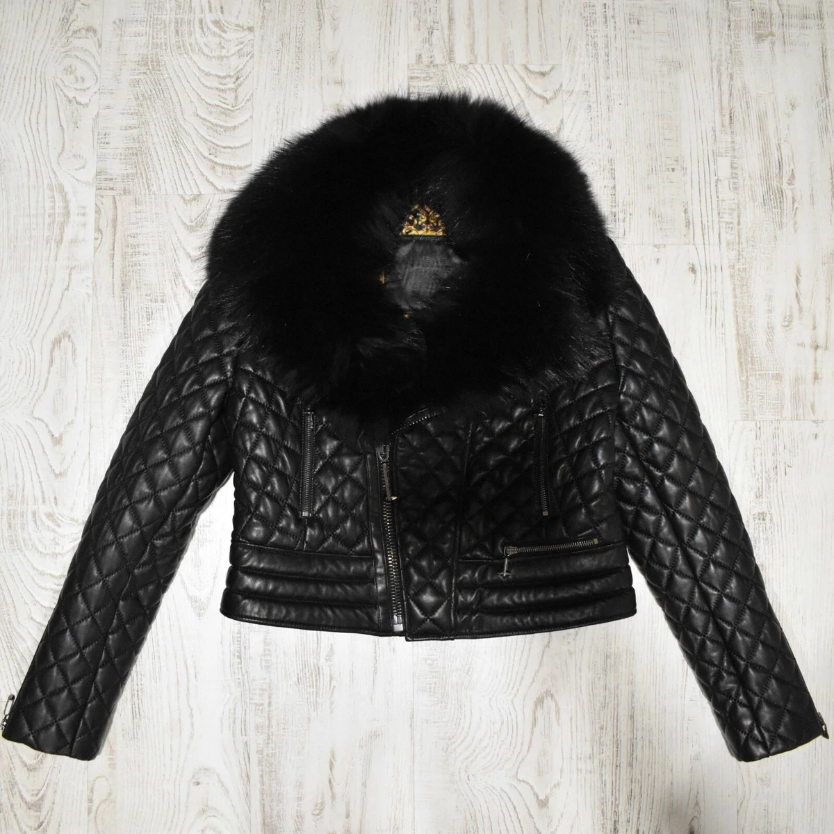 Philipp Plein Real Fox Fur Collar Women's Black Genuine