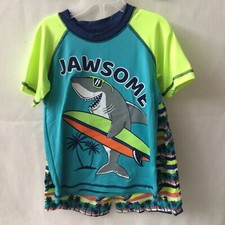 Toddler Boys Water/Swim Suit Lined Size 4 NEW 2 Sets: Shark Squad Splash Zone