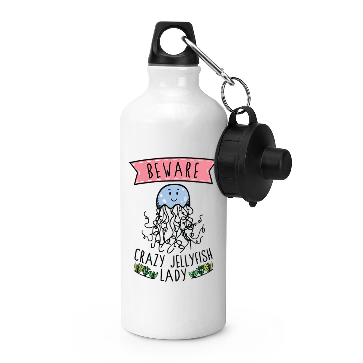 Beware Crazy Jellyfish Lady Sports Drinks Bottle Camping - Funny Animal Sea