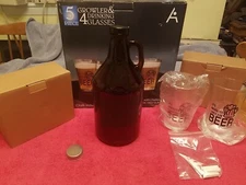 ALWAYS HOME 5 PIECE GROWLER AND 4 DRINKING GLASSES