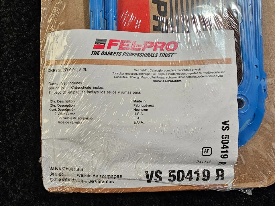 Прокладка крышки клапана двигателя Fel-Pro VS 50419 R подходит для Dodge Dakota 1992-2003 годов выпуска - Изображение 2 из 4